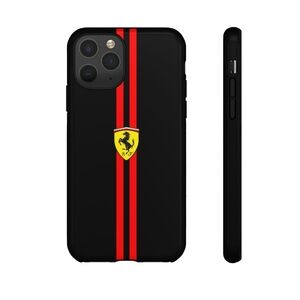 Ferrari Dual Stripe Black and Red Phone Case